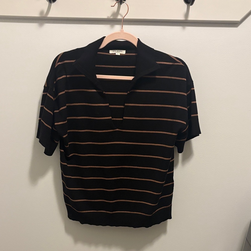 Wilfred Black and Tan Striped Short Sleeve Tee